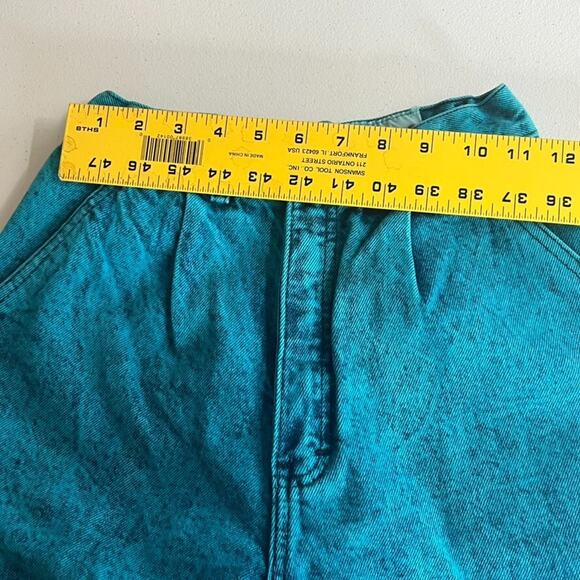 90s Vintage Sundance Turquoise Acid Wash Heavy Denim Mom Jeans Size 5/6 USA - Picture 8 of 11